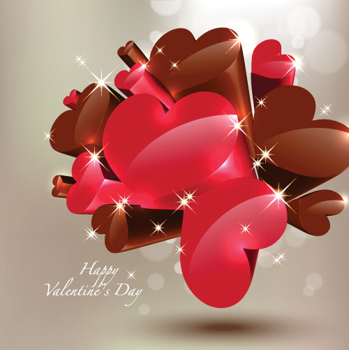 free vector Stereoscopic Heart-shaped Chocolate Vector Stereoscopic Crystal Fantasy Backgrounds